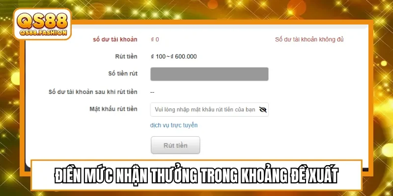 Điền mức nhận thưởng trong khoảng đề xuất
